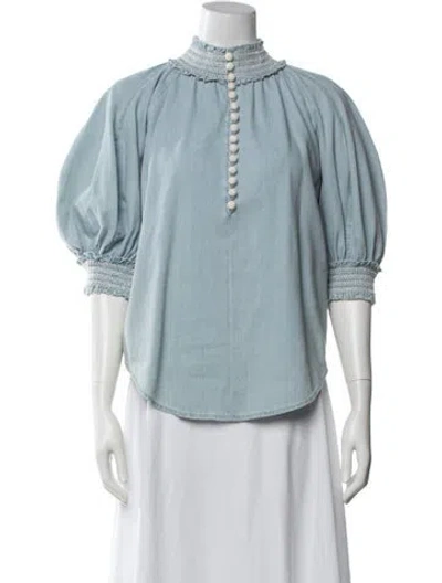 Pre-owned Zimmermann Three-quarter Sleeve Blouse In Blue