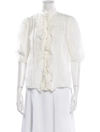 Pre-owned Zimmermann Three-quarter Sleeve Blouse In Neutrals