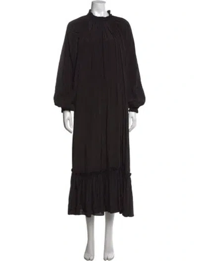 Pre-owned Zimmermann Tie Neck Long Dress In Black