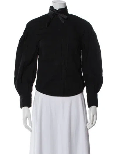 Pre-owned Zimmermann Tie Neck Long Sleeve Blouse In Black