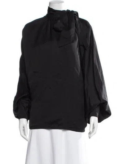 Pre-owned Zimmermann Tie Neck Long Sleeve Blouse W/ Tags In Black