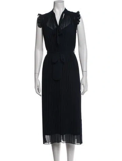 Pre-owned Zimmermann Tie Neck Midi Length Dress In Blue