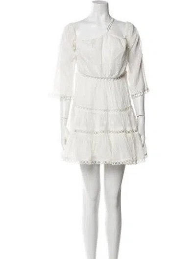 Pre-owned Zimmermann Tie Neck Mini Dress In White