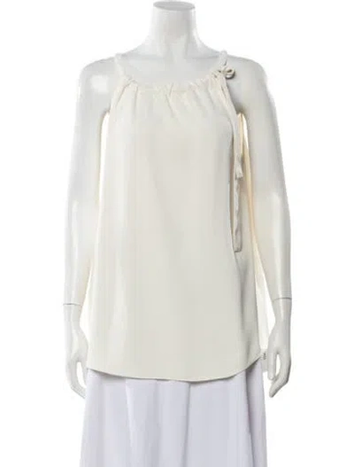 Pre-owned Zimmermann Tie Neck Sleeveless Blouse In White