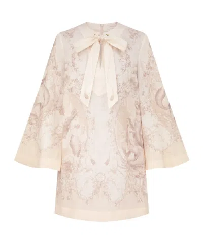 Zimmermann Tie Neck Tunic Dress In Brown