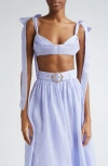 ZIMMERMANN TIE STRAP LINEN & SILK BUSTIER TOP