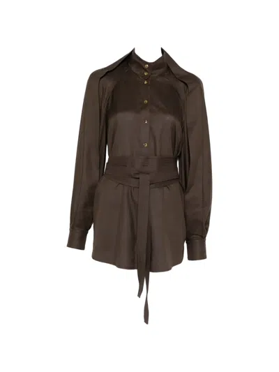 Zimmermann Tie-waist Shirt In Green