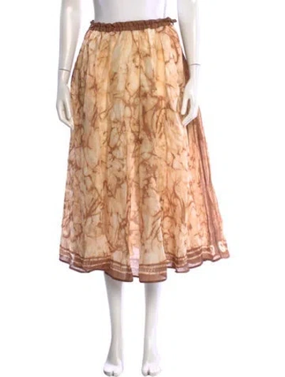 Pre-owned Zimmermann Tie-dye Print Long Skirt W/ Tags In Brown