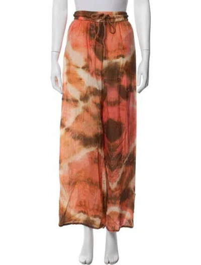 Pre-owned Zimmermann Tie-dye Print Wide Leg Pants In Orange