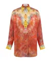 Zimmermann Alchemy Relaxed Satin Shirt In Ruby Tie Dye In Red
