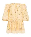 Zimmermann Cascadian Off-the-shoulder Lace-trimmed Printed Cotton-voile Mini Dress In Brown