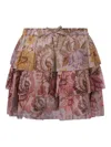 Zimmermann Tiered Floral Skirt In Brown