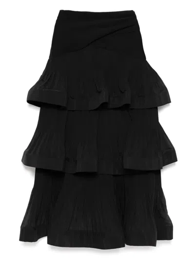 Zimmermann Tiered Pleated Skirt In 黑色