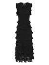 Zimmermann Crush Frilled V-neck Midi Dress In Black