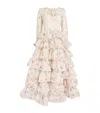 Zimmermann Halliday Tiered Gown In Ivory Watercolour Floral In Ivory
