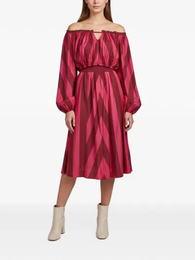 Pre-owned Zimmermann Tiggy Chevron-print Skirt Set In Red