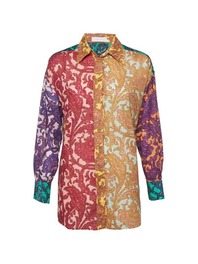 Pre-owned Zimmermann Tiggy Paisley-print Shirt In Orange