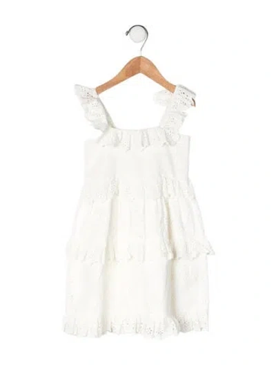 Pre-owned Zimmermann Babies' Toddler Girls' Eyelet Accent Sleeveless Dress In White