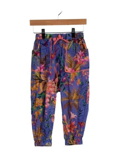 Pre-owned Zimmermann Babies' Toddler Girls' Floral Pattern Pants In Purple