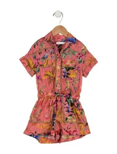 Pre-owned Zimmermann Babies' Toddler Girls' Floral Pattern Rompers In Pink