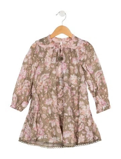 Pre-owned Zimmermann Babies' Toddler Girls' Floral Print Long Sleeve Dress W/tags In Green