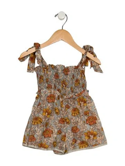 Pre-owned Zimmermann Babies' Toddler Girls Floral Print Sleeveless Dress In Blue/orange