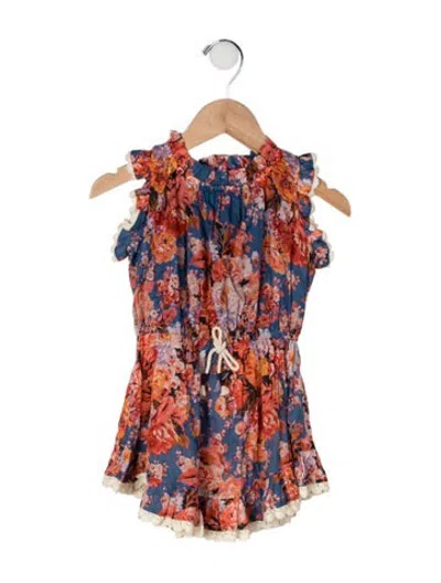 Pre-owned Zimmermann Babies' Toddler Girls' Floral Printed Sleeveless Dress In Blue