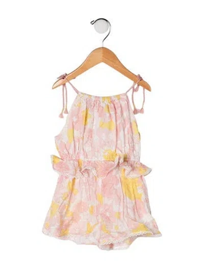 Pre-owned Zimmermann Babies' Toddler Girls' Floral Printed Sleeveless Romper In Pink