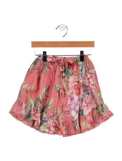 Pre-owned Zimmermann Babies' Toddler Girls' Pleated Crochet Trim Skirt In Pink