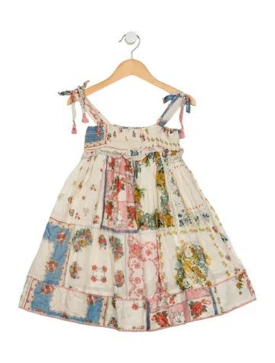 Pre-owned Zimmermann Babies' Toddler Girls Pleated Pattern Printed Dress In Neutrals