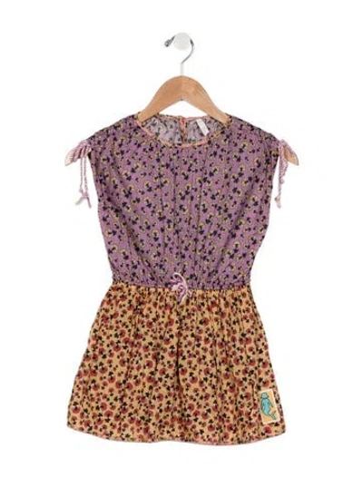 Pre-owned Zimmermann Babies' Toddler Girls Pleated Pattern Printed Dress In Purple