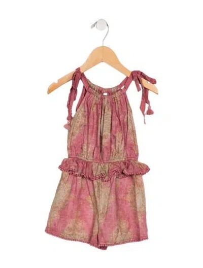 Pre-owned Zimmermann Babies' Toddler Girls Pleated Pattern Printed Romper In Pink