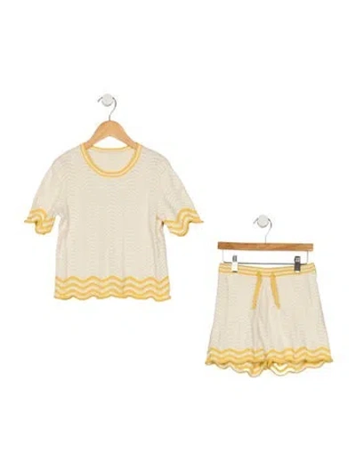 Pre-owned Zimmermann Babies' Toddler Girls Pointelle Knit Set In Yellow