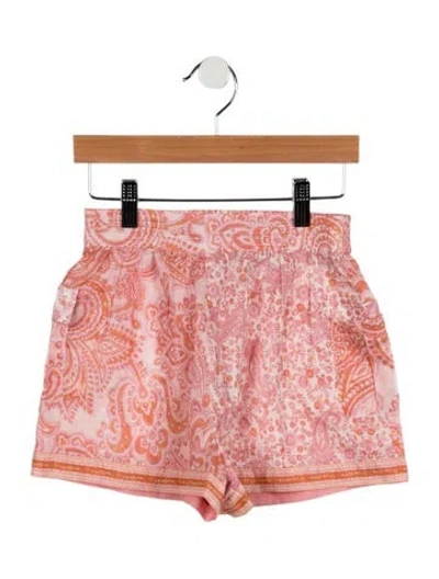Pre-owned Zimmermann Babies' Toddler Girls' Printed Pleated Shorts In Pink