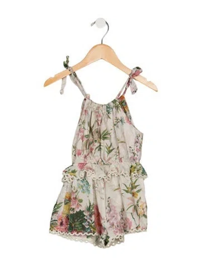 Pre-owned Zimmermann Babies' Toddler Girls' Sleeveless Floral Romper In Neutral