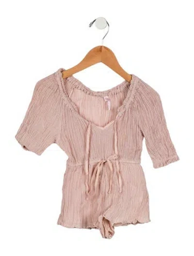 Pre-owned Zimmermann Babies' Toddler Girls' Solid Pleated Romper In Neutrals