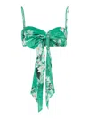 Zimmermann Womens Everley Bow Floral-pattern Linen Bralette Green Watercolour Floral In Verde