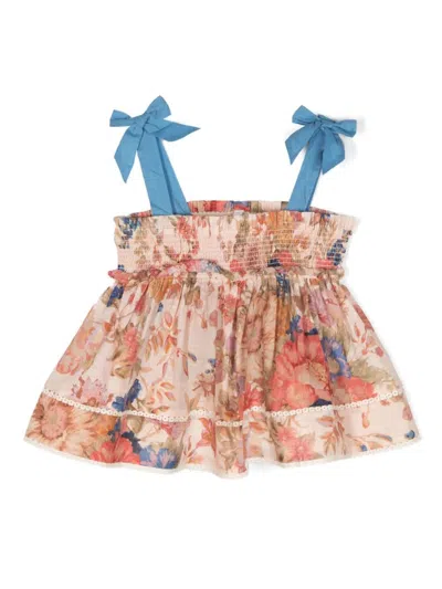 Zimmermann Kids' Top A Fiori In Pink