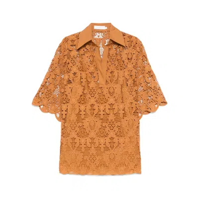 Zimmermann Coco Lace Tunic Top In Biscuit In Brown