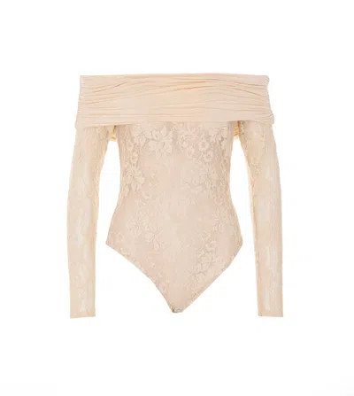 Zimmermann Drape Lace Bodysuit In Neutral