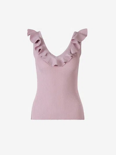 Zimmermann Knitted Ruffle Halliday Tank Top In Pink