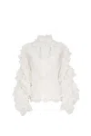Zimmermann Crush Heart Trim Blouse In Ivory In Ivory