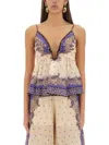 Zimmermann Maxine Plunge Cami Tops Purple In Multicolour