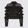 Zimmermann High Neck Long Sleeve Metallic Top In Black