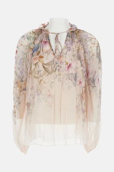 Zimmermann Top Rebellion Billow Blouse In Pink
