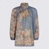 Zimmermann Top Teal Blue Botanical Floral In Blue