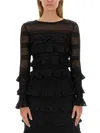 Zimmermann Illustration Frilled Long-sleeve Top In Black