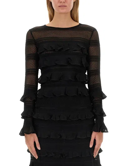 Zimmermann Illustration Frilled Long-sleeve Top In Black