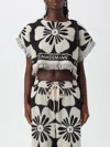 Zimmermann Halliday Cotton Crop Top Black Cream In Schwarz