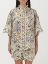 Zimmermann Junie Embroidered Short In Ivory/blue Floral In Multicolor